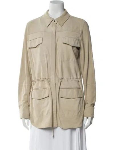 Pre-owned Vince Lamb Leather Utility Jacket In Neutral