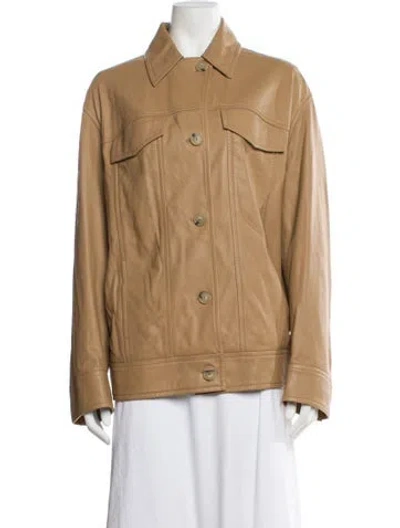 Pre-owned Vince Lamb Leather Utility Jacket In Neutral