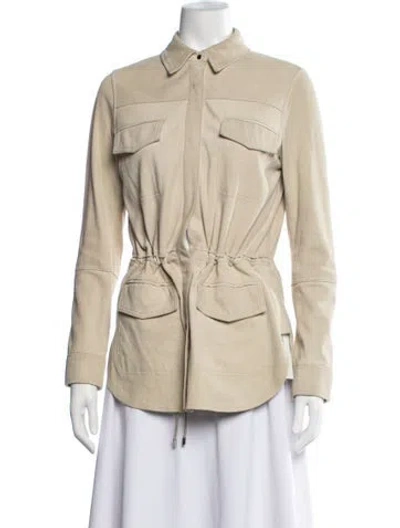 Pre-owned Vince Lamb Leather Utility Jacket In Neutrals