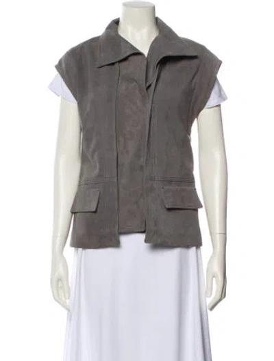 Pre-owned Vince Lamb Leather Vest In Gray
