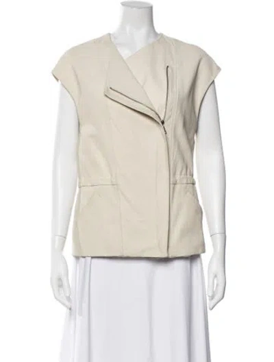 Pre-owned Vince Lamb Leather Vest In Neutrals