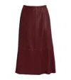 Vince Lambskin Gathered Midi Skirt In Dk Raspberry