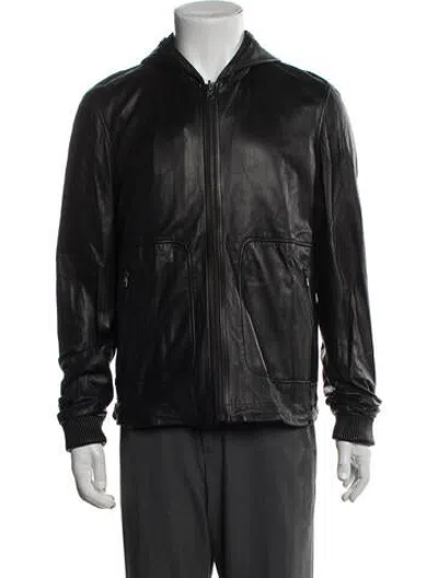Pre-owned Vince Lambskin Moto Jacket In Black