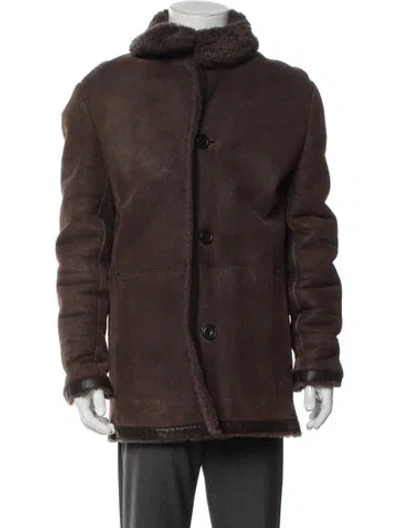 Pre-owned Vince Lambskin Puffer Coat In Brown