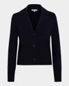Vince Notch Lapel V-neck Wool Blend Cardigan In Blue