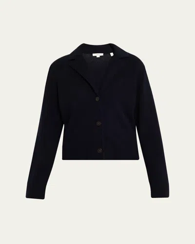 Vince Lapel Button Cardigan In Blue