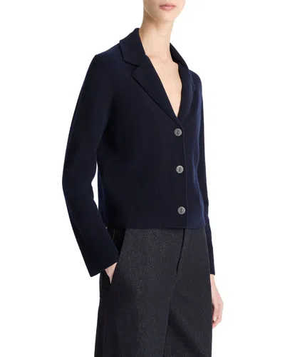 Vince Lapel Button Cardigan In Blue