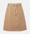 Vince Layered Cotton Twill Midi Skirt In Beige