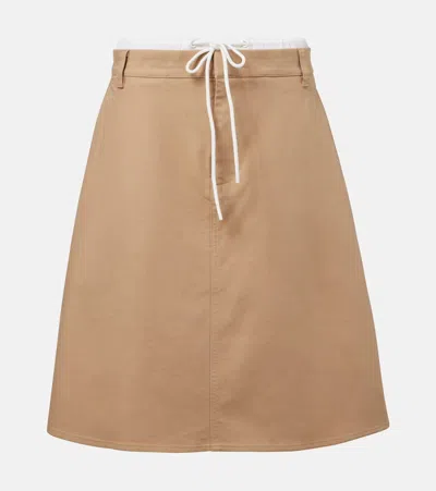 Vince Layered Cotton Twill Midi Skirt In Beige