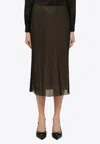 Vince Black And Beige Viscose Midi Skirt In Black
