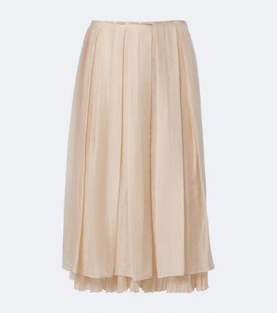 Vince Layered Pleated Midi Skirt In Neutral