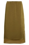 Vince Double Side Slit Straight Skirt In Laurel