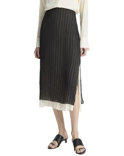 Vince Layered Stripe Pencil Skirt In 001blk-black