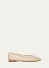 Vince Leah Leather Square-toe Ballerina Flats In Birch Sand Beige