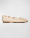 Vince Leah Mesh Square-toe Ballerina Flats In Birch Sand