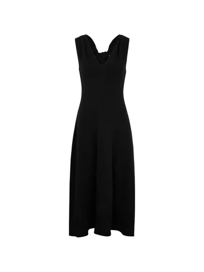 Vince Twisted Wool-blend Midi Dress In Black