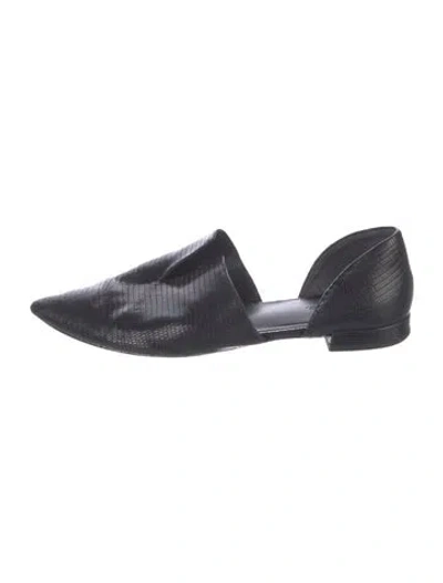 Pre-owned Vince Leather Animal Print D'orsay Flats In Black