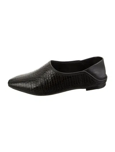 Pre-owned Vince Leather Animal Print Flats In Black/green