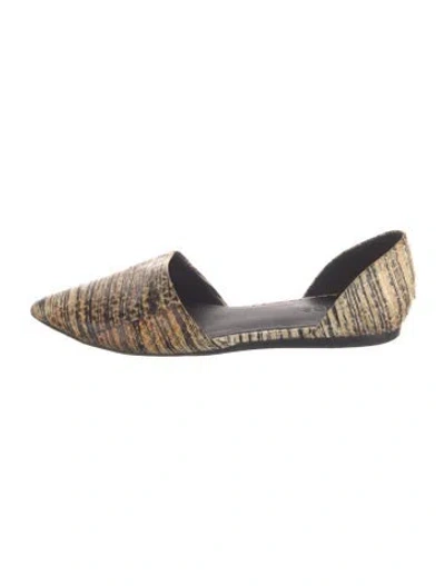 Pre-owned Vince Leather Animal Print Flats In Neutrals