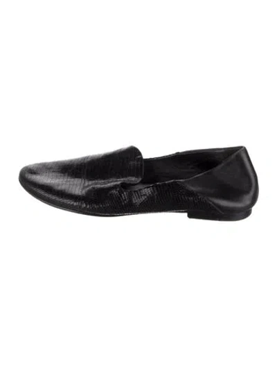 Pre-owned Vince Leather Animal Print Loafers In Black