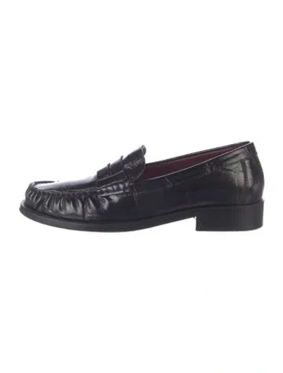 Pre-owned Vince Leather Animal Print Loafers In Blue