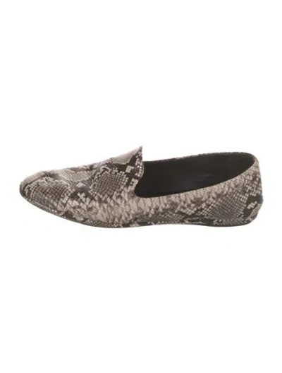 Pre-owned Vince Leather Animal Print Loafers In Brown