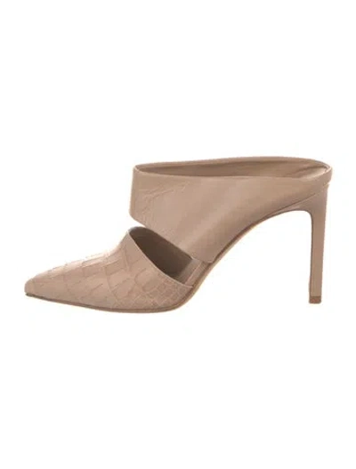 Pre-owned Vince Leather Animal Print Mules In Pink