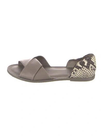 Pre-owned Vince Leather Animal Print Sandals In Grey