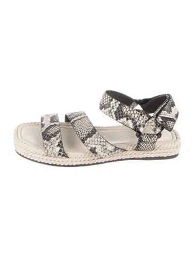 Pre-owned Vince Leather Animal Print Sandals In Neutrals