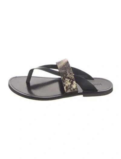 Pre-owned Vince Leather Animal Print Slides