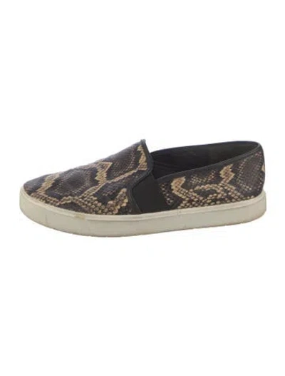 Pre-owned Vince Leather Animal Print Sneakers In Black