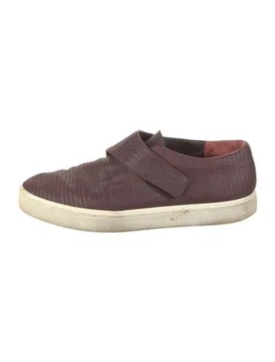 Pre-owned Vince Leather Animal Print Sneakers In Burgundy