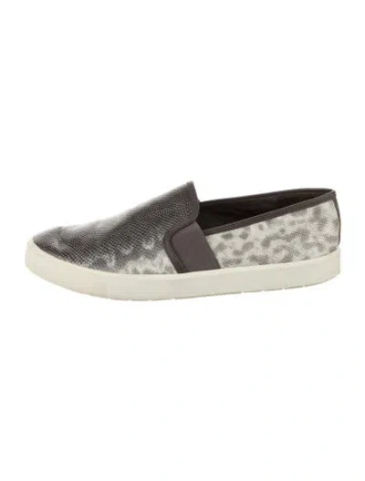 Pre-owned Vince Leather Animal Print Sneakers In Gray