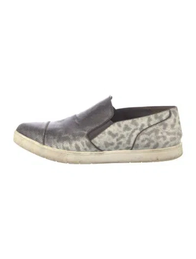 Pre-owned Vince Leather Animal Print Sneakers In Grey