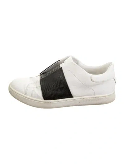 Pre-owned Vince Leather Animal Print Sneakers In White