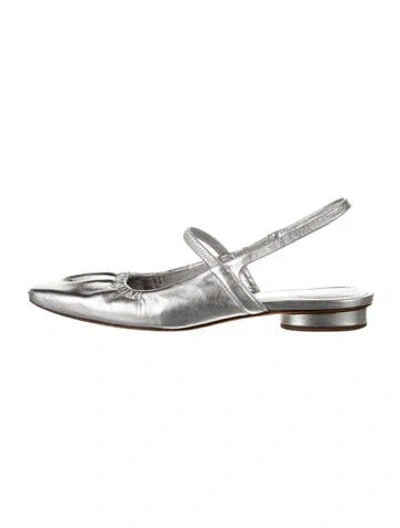 Pre-owned Vince Leather Ballet Flats In Metallic/silver