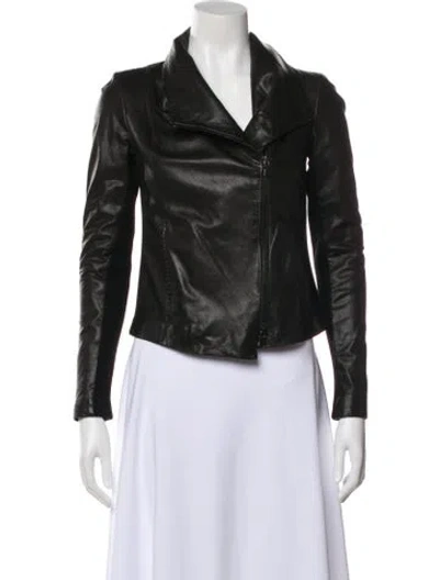 Pre-owned Vince Leather Biker Jacket In Black