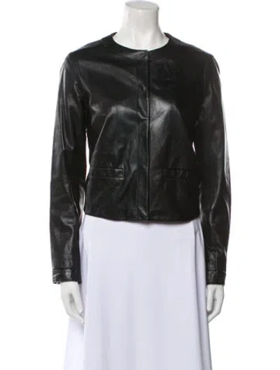 Pre-owned Vince Leather Biker Jacket In Black