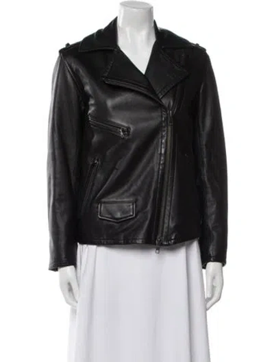 Pre-owned Vince Leather Biker Jacket In Black