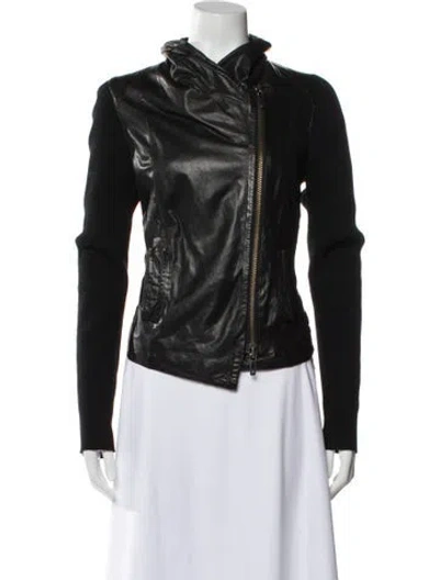 Pre-owned Vince Leather Biker Jacket In Black