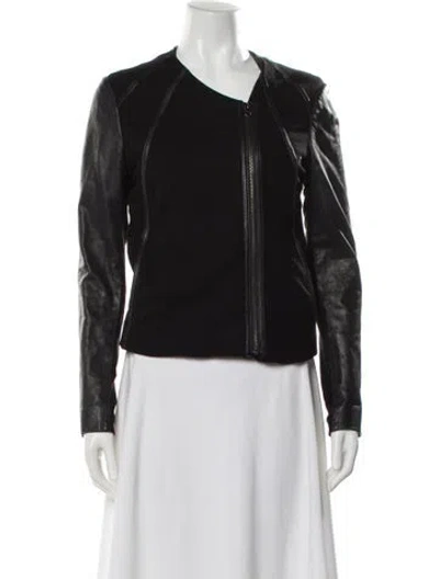 Pre-owned Vince Leather Biker Jacket In Black