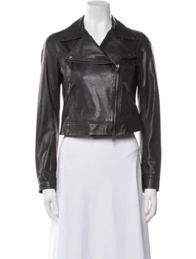 Pre-owned Vince Leather Biker Jacket In Black