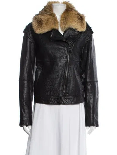 Pre-owned Vince Leather Biker Jacket In Black