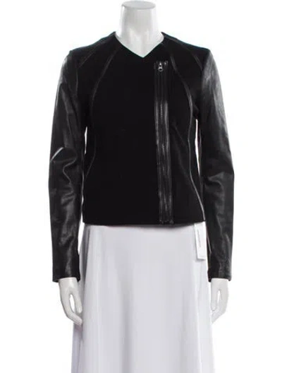 Pre-owned Vince Leather Biker Jacket In Black