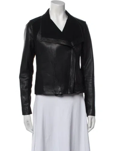 Pre-owned Vince Leather Biker Jacket In Black
