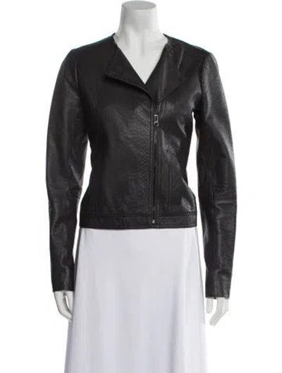 Pre-owned Vince Leather Biker Jacket In Black