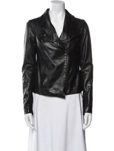 Pre-owned Vince Leather Biker Jacket In Black