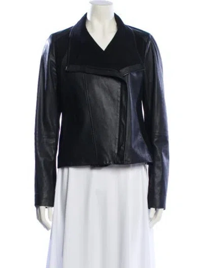 Pre-owned Vince Leather Biker Jacket In Black