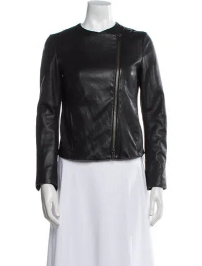 Pre-owned Vince Leather Biker Jacket In Black