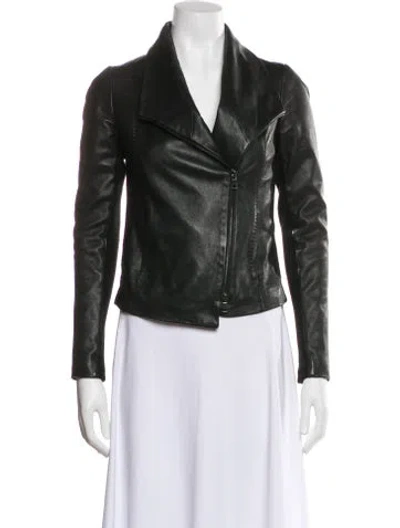 Pre-owned Vince Leather Biker Jacket In Black